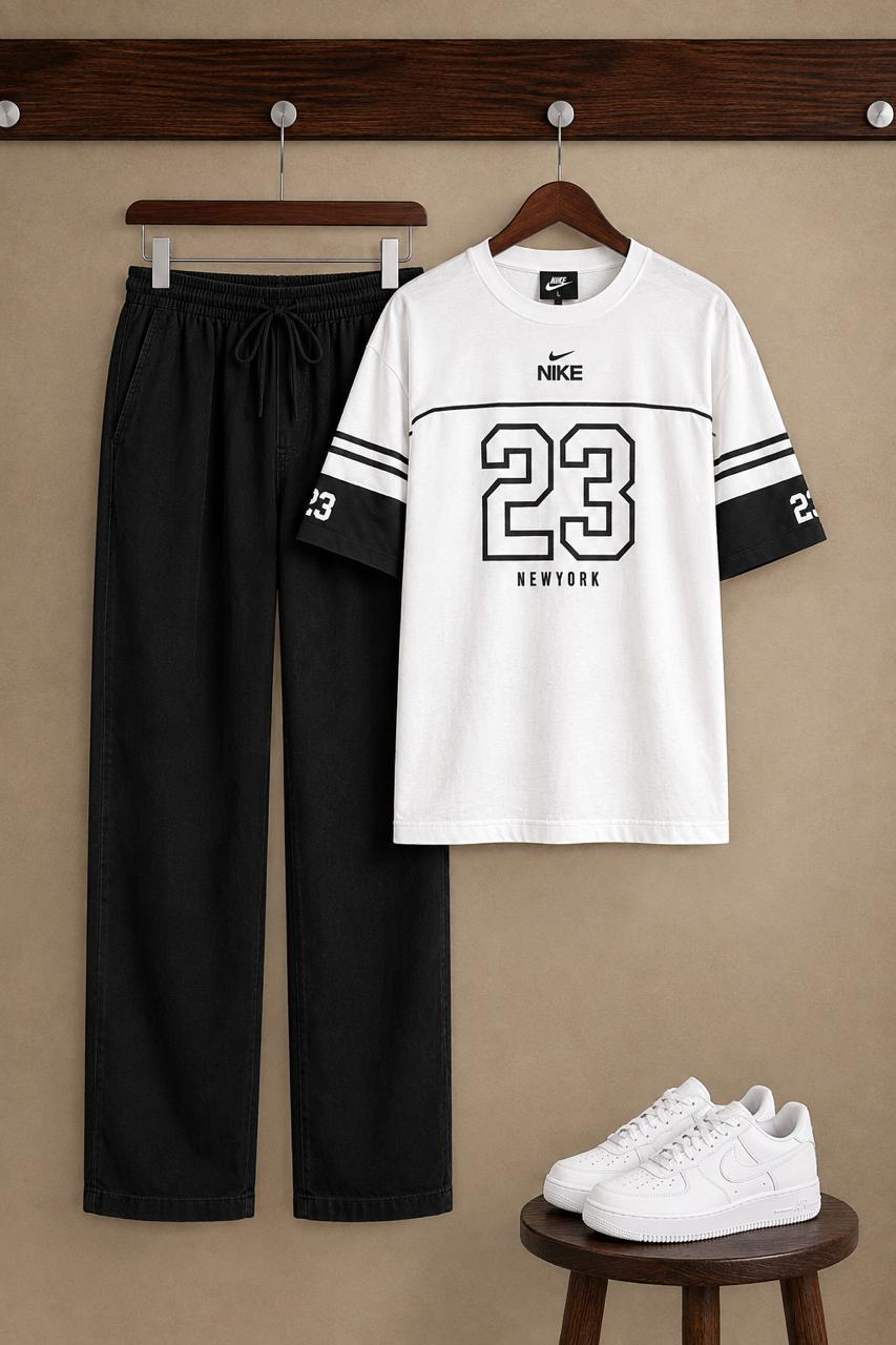 New York 23 Drop Shoulder T-Shirt & Knitted Waffle Trouser Set