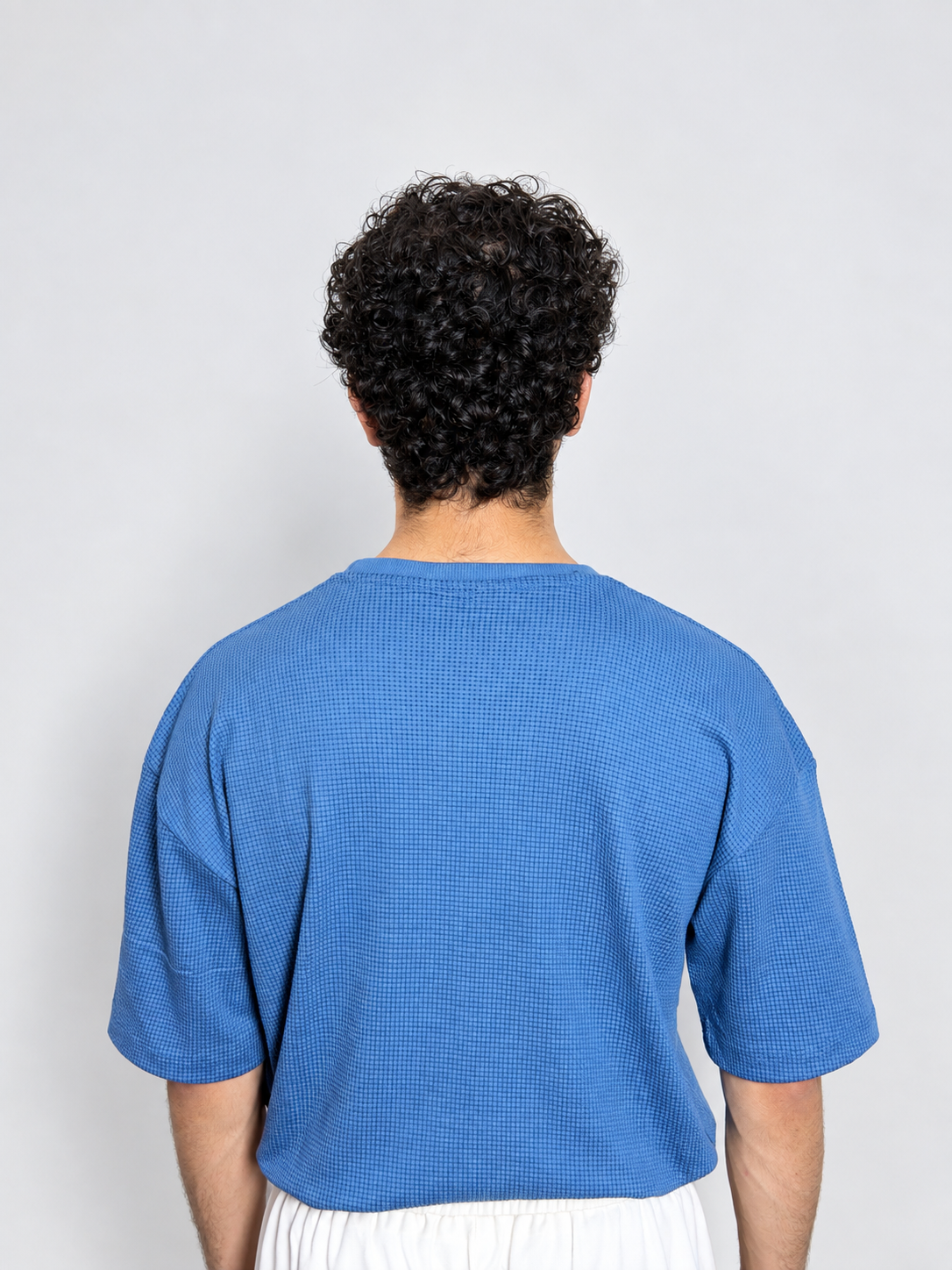 Men’s Textured Oversized knitted Waffle T-Shirt – Blue