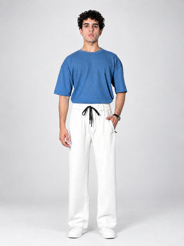 Men’s Knitted Waffle Co-Ord Set –Drop Shoulder T-Shirt & Wide-Leg Trouser