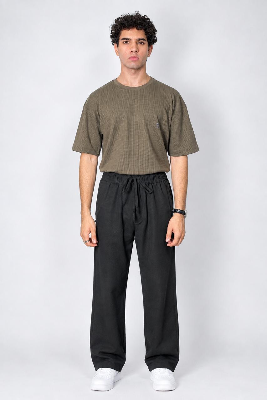 Men’s Knitted Waffle Co-Ord Set –Drop Shoulder T-Shirt & Wide-Leg Trouser